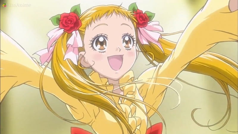 Kasugano Urara, pretty, ce, yellow, Cure Lemonade, adorable, sweet, nice, pretty cure, anime, beauty, anime girl, sing, long hair, lovely, twintail, blonde, singer, happy, cute, precure, dress, blond, bonito, twin tail, singing, female, blonde hair, twintails, twin tails, blond hair, kawaii, girl, flower, HD wallpaper