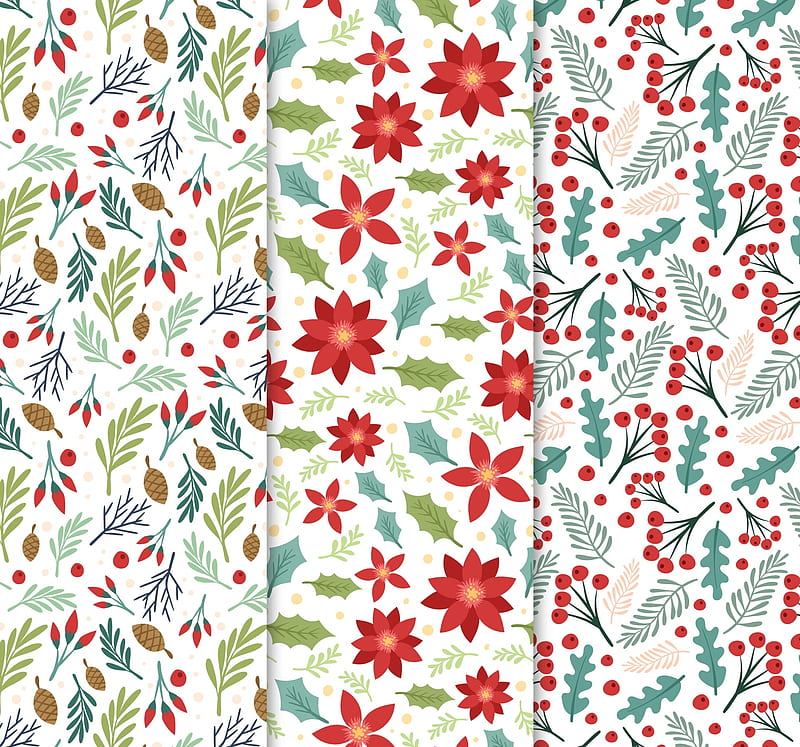 Texture, red, pattern, berry, christmas, craciun, flower, paper, mistletoe, HD wallpaper