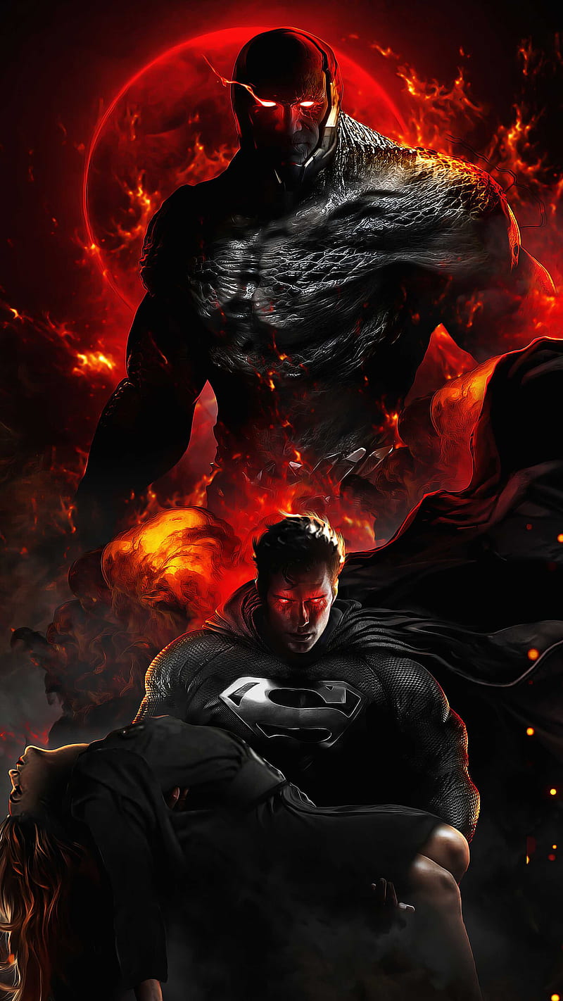 Superman, blacked, cool , dark, horror, red and black, HD phone wallpaper