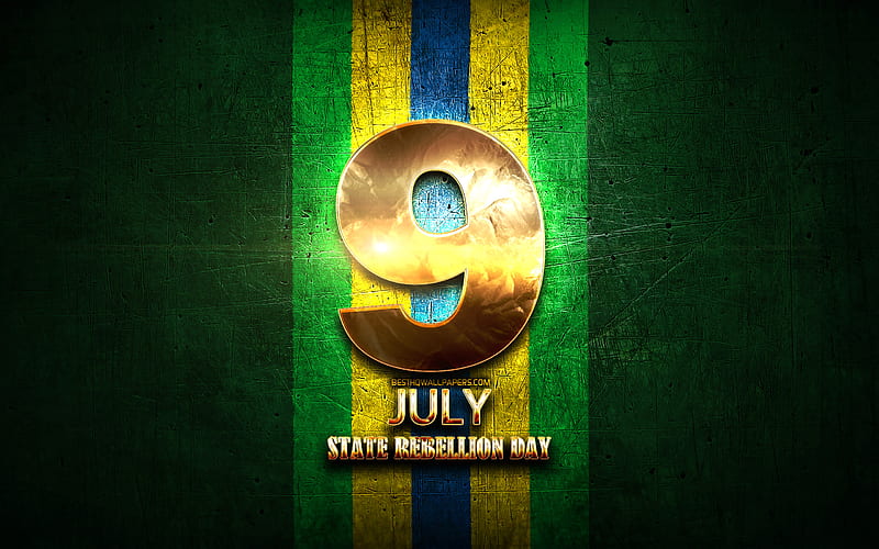 State Rebellion Day, July 9, golden signs, Brazilian national holidays, Brazil Public Holidays, Brazil, South America, HD wallpaper