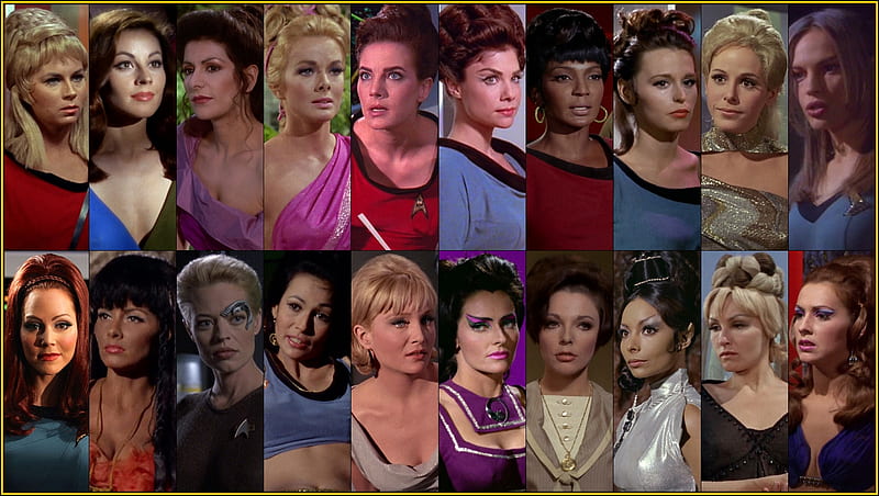 My Favorite Trek TV Show Actresses, Women of Trek, Arlene Martel, Nichelle Nichols, BarBara Luna, Joan Collins, Julie Newmar, Susan Oliver, Marina Sirtis, HD wallpaper