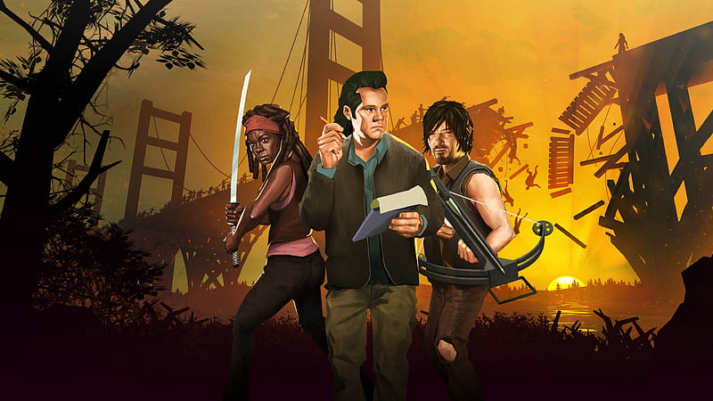 Video Game, Bridge Constructor: The Walking Dead, Daryl Dixon, Eugene Porter, Michonne (The Walking Dead), HD wallpaper