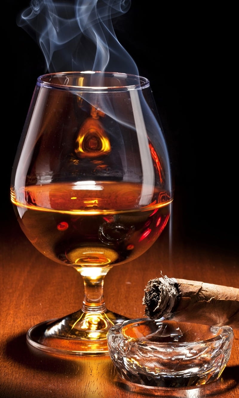 brandy, alchol, cigar, cool, drink, new, scotch, smoke, HD phone wallpaper