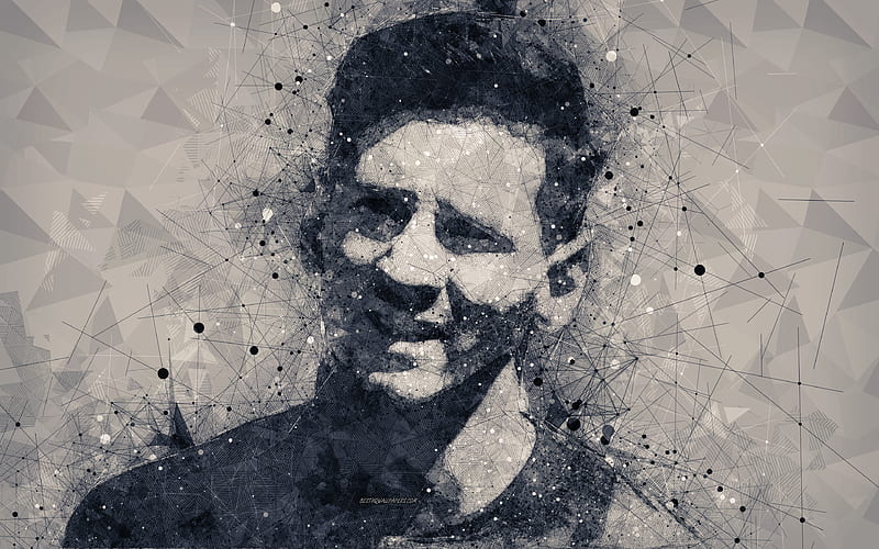 Lionel Messi face, creative geometric portrait, Argentinian footballer, geometric art, Barcelona, La Liga, Spain, Catalonia, creative art, Leo Messi, HD wallpaper