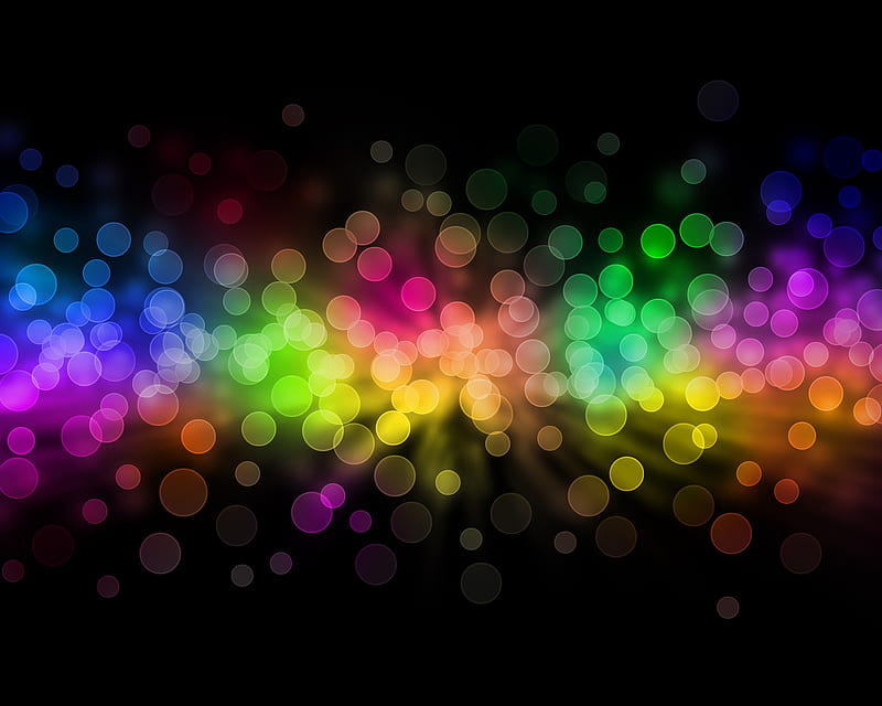Multicolor abstract, bokeh, circles, colorful, dark, rainbow, HD wallpaper