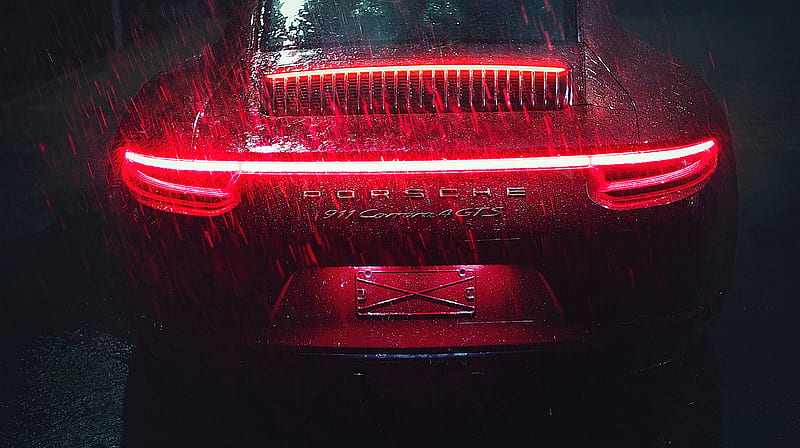 Porsche 911 Carrera Tail Light Raining, porsche-911, porsche, carros, 2018-cars, rain, HD wallpaper