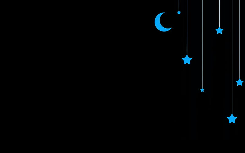 Blue Moon And Blue Stars, HD wallpaper