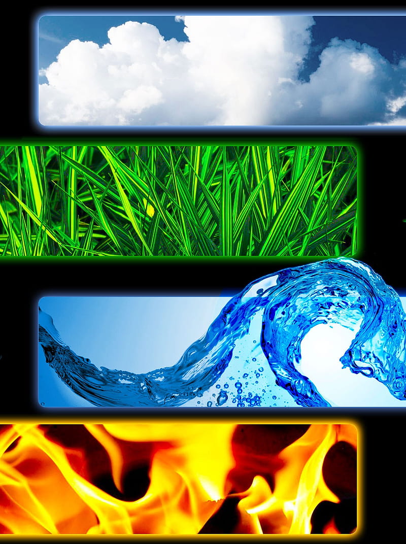 Elements, dark, earth, element, fire, luigyh, water, wind, HD phone wallpaper