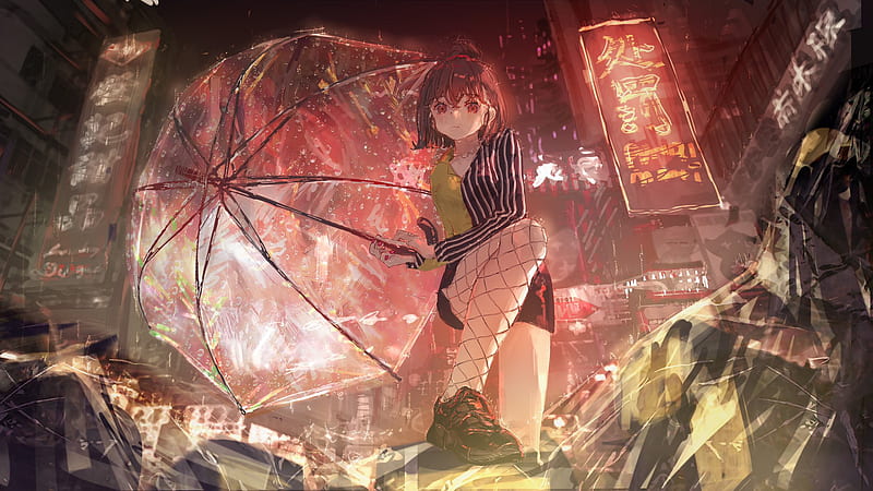 Anime, Girl, Night, Umbrella, HD wallpaper | Peakpx