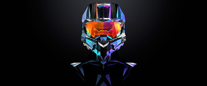 Master Chief , Halo, Dark background, Minimal art, Graphics CGI, HD wallpaper