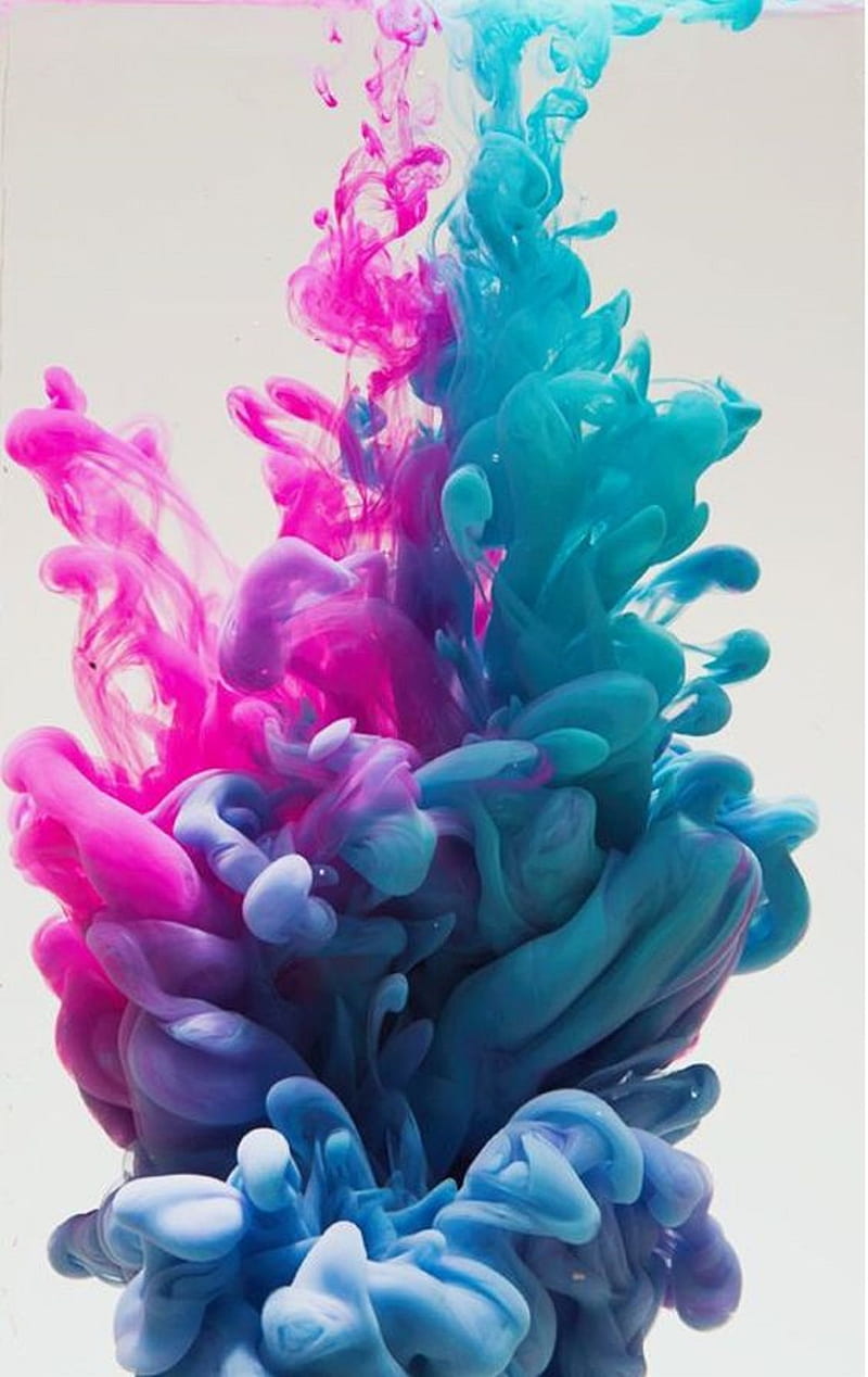 Pattern, smoke, color, pink, white, blue, ink, HD phone wallpaper