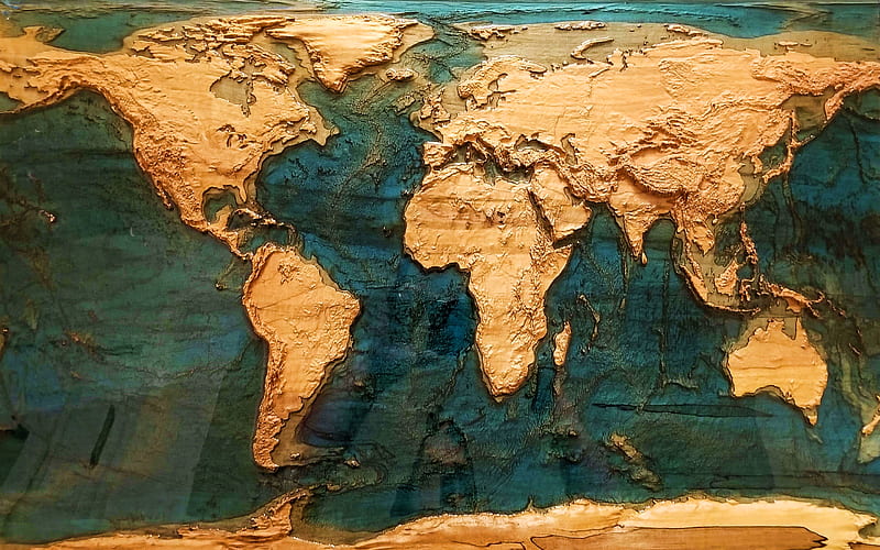 Wooden 3D world map, creative, 3D maps, World Map Concept, artwork, World Maps, HD wallpaper