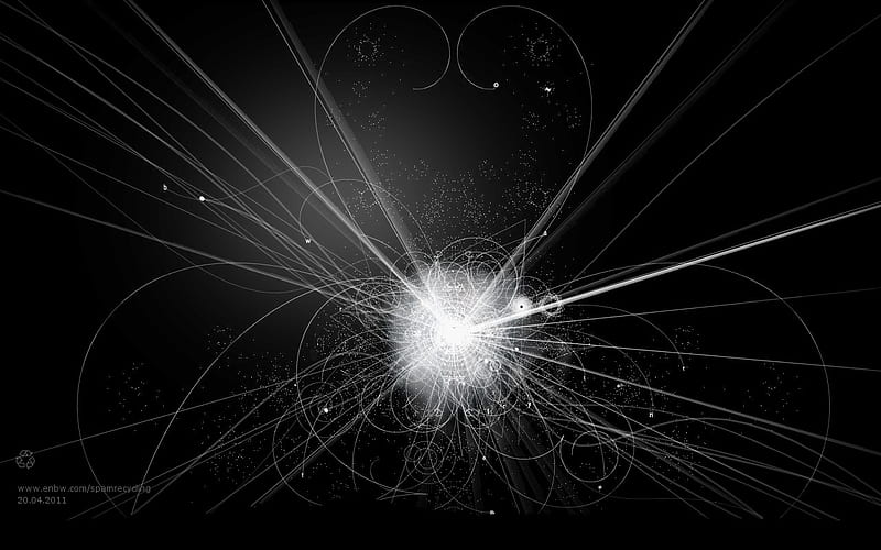 Recycled Spam!, black, explode, lines, recycle, HD wallpaper