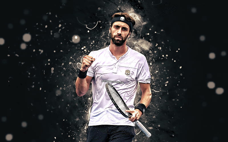 Nikoloz Basilashvili Georgian tennis players, ATP, neon lights, tennis, Basilashvili, fan art, Nikoloz Basilashvili, HD wallpaper