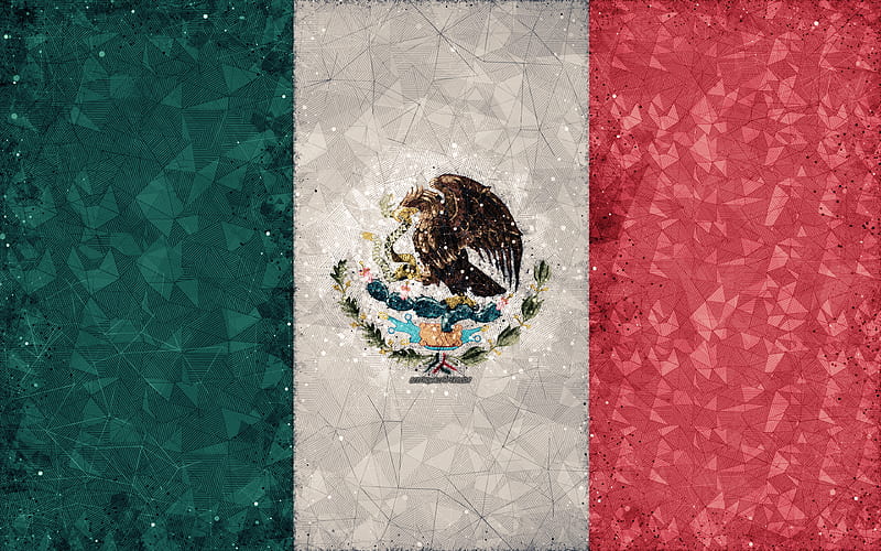 Flag of Mexico grunge style, creative geometric art, abstraction, Mexico, North America, Mexican flag, HD wallpaper