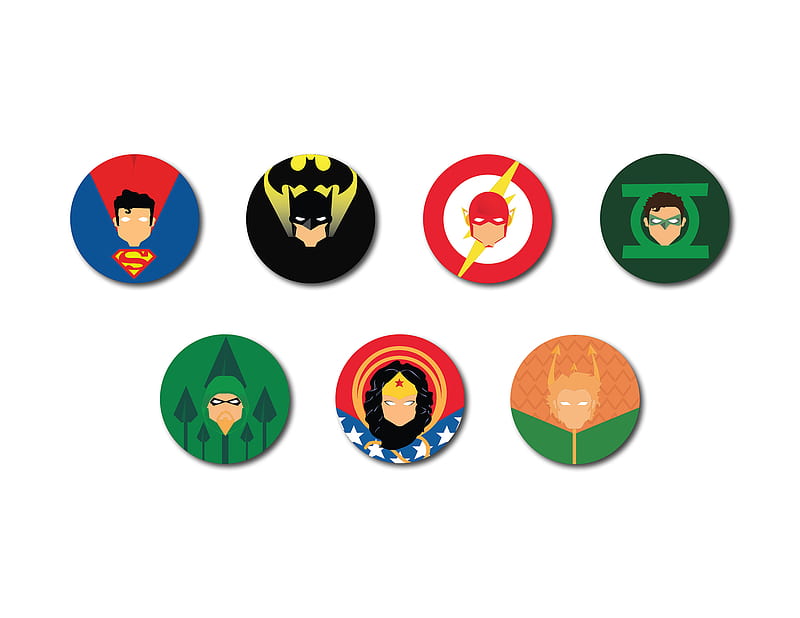 Justice League Heroes Badges, justice-league, movies, digital-art, HD wallpaper