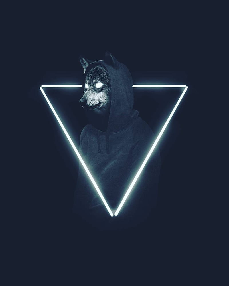 Wolf, abstract, light, neon, HD phone wallpaper