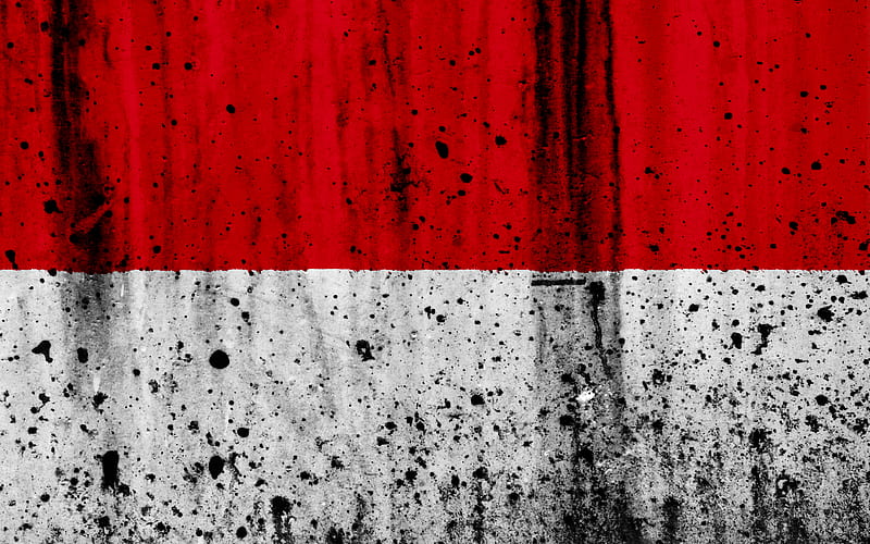 Indonesian flag grunge, flag of Indonesia, Oceania, Indonesia, national symbols, Indonesia national flag, HD wallpaper