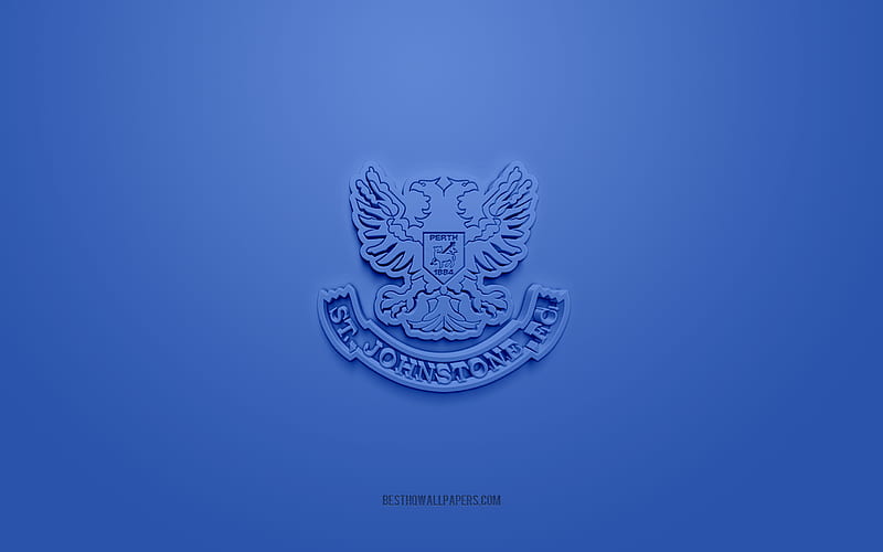 St Johnstone FC, creative 3D logo, blue background, 3d emblem, Scottish football club, Scottish Premiership, Perth, Scotland, 3d art, football, St Johnstone FC 3d logo, HD wallpaper