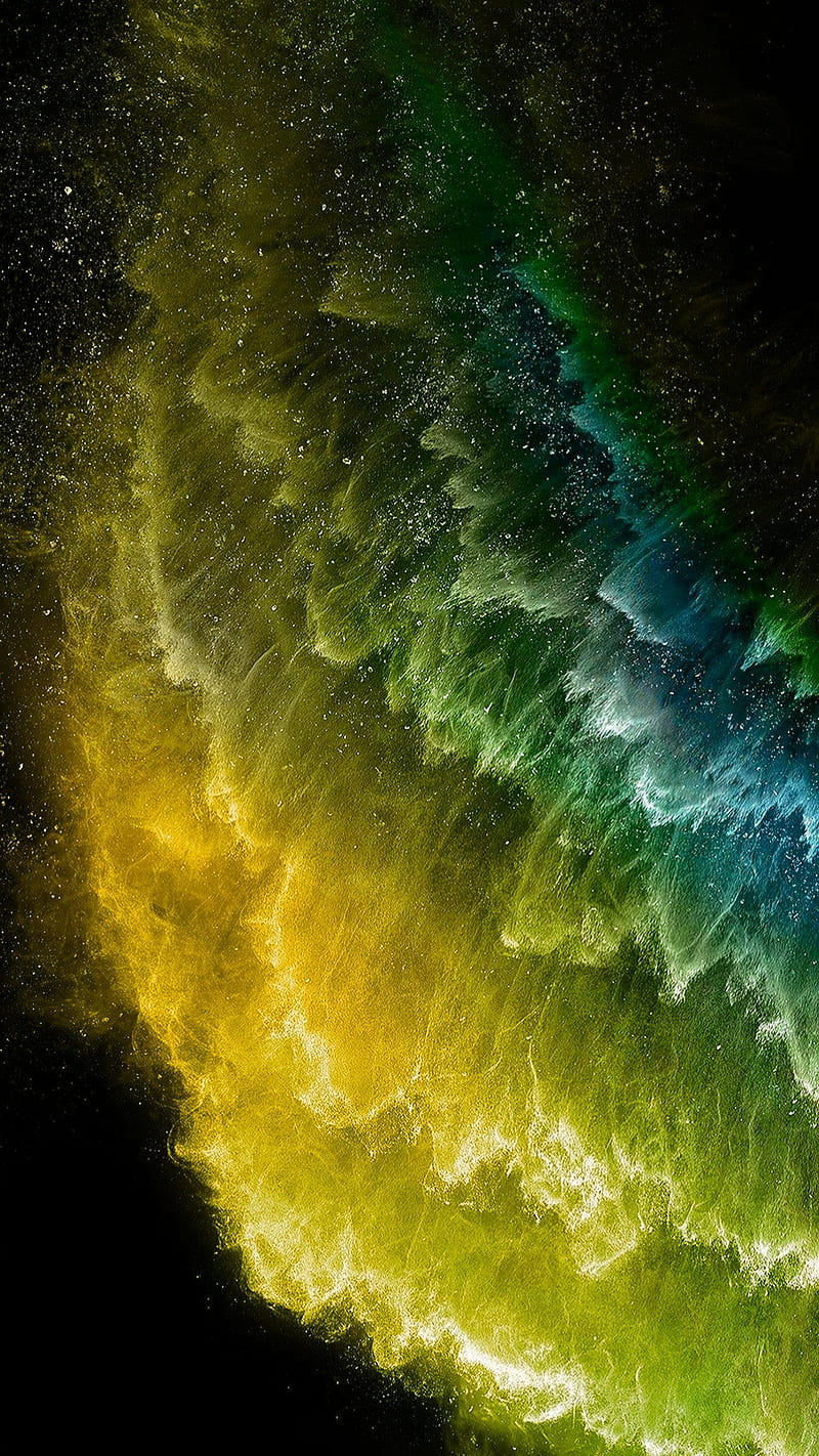 Iphone 11, dust, explosion, green phone, yellow, HD phone wallpaper