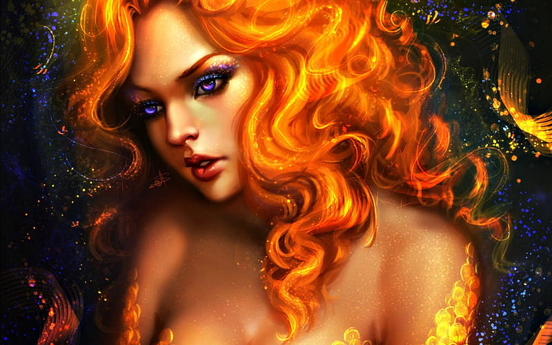 Mermaid Art Fantasy Ayyasap Girl Redhead Orange Woman Hd Wallpaper Peakpx