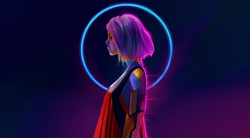 Pink Hair Cyborg Girl, HD wallpaper