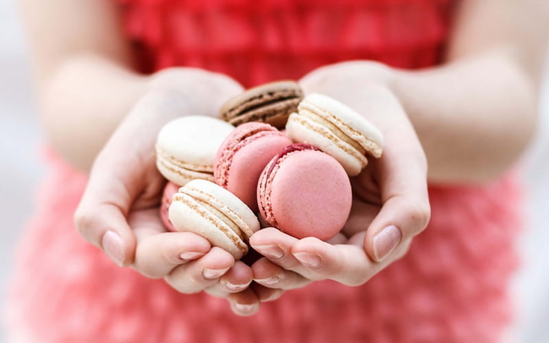 For you!, red, cookies, food, hand, biscuits, pink, dessert, sweet, HD wallpaper