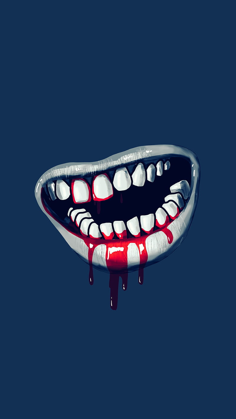 Lunch, My, art, badass, blood, bloody, blue, dracula, drawing, grin, illustration, mouth, nosferatu, red, scary, teeth, vampire, HD phone wallpaper