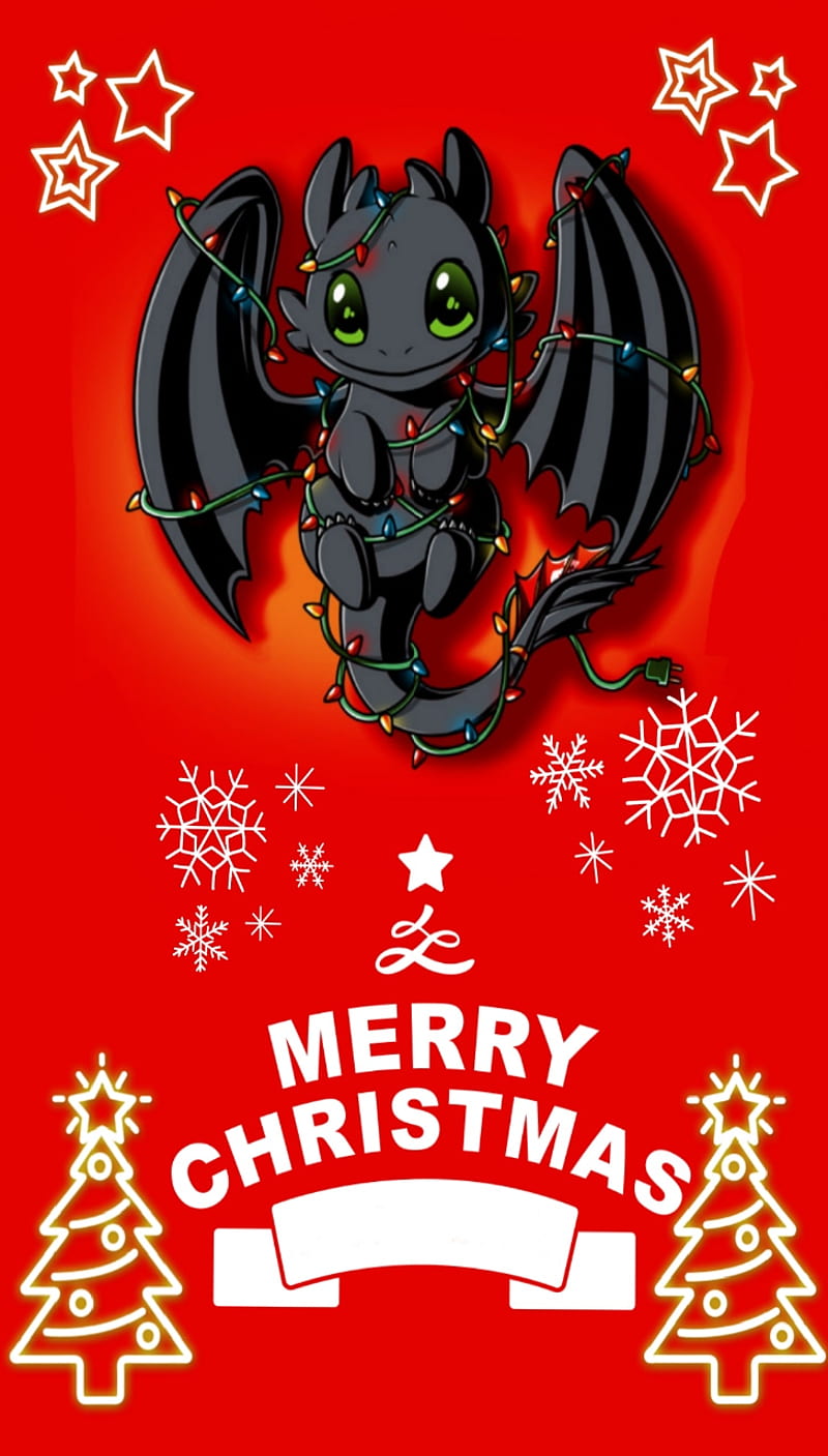 Christmas Toothless, christmas, toothless, httyd, HD phone wallpaper