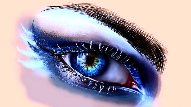 Beautiful Eye, sparkling, hair, human, eye, eyebrow, beauty, blue, HD wallpaper