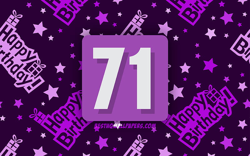 Happy 71 Years Birtay, violet abstract background, Birtay Party, minimal, 71st Birtay, Happy 71st birtay, artwork, Birtay concept, 71st Birtay Party, HD wallpaper