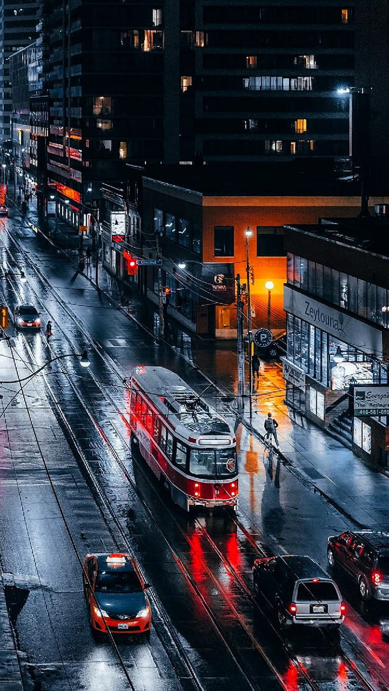 Toronto, autumn, bus, japan, rain, taxi, train, HD phone wallpaper