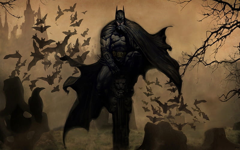 wallpaper for desktop, laptop  ah37-batman-dark-hero-pose-illust-art