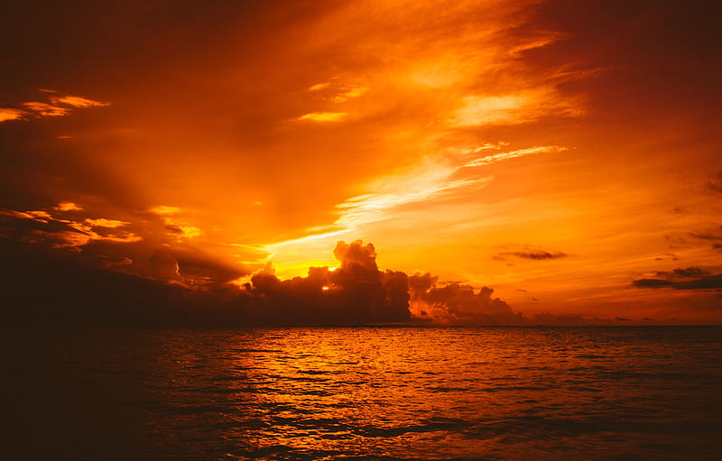 Sun In Clouds Sea Nature , sea, clouds, nature, sunset, sunrise, HD wallpaper