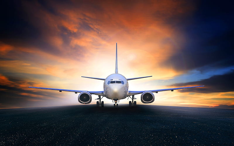 Passenger plane, airport, plane takeoff, air travel, runway, HD wallpaper