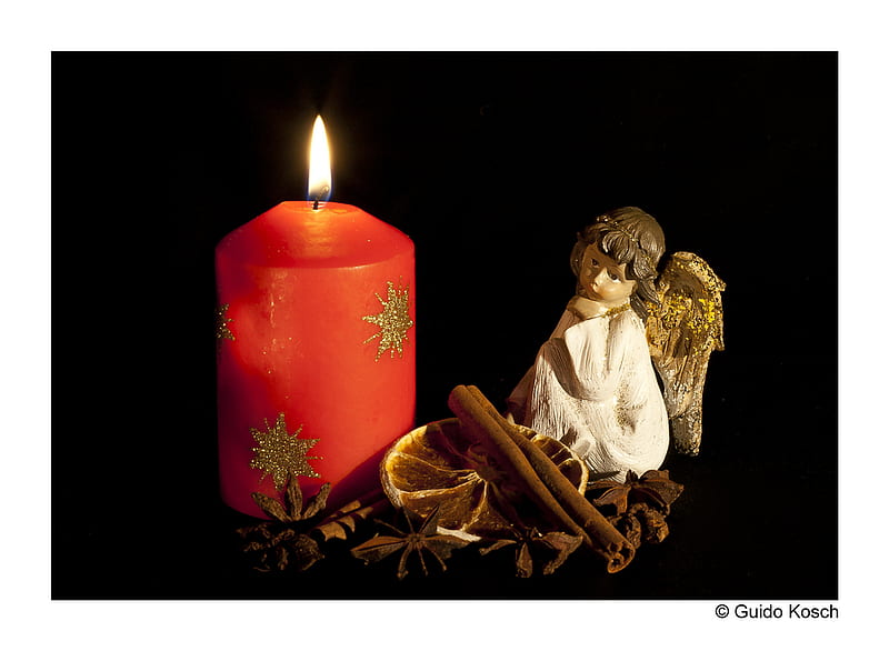 Advent Candle for my friend Monarch, red, candle, decoration, burning, angel figure, sweet, HD wallpaper