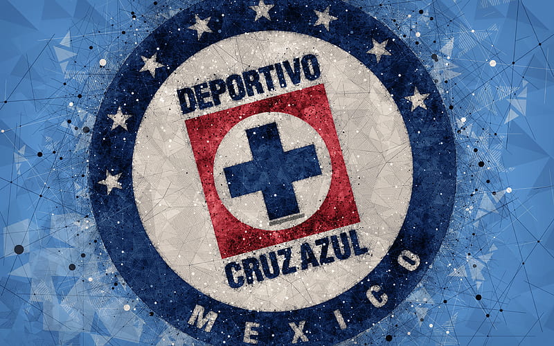 Cruz Azul FC geometric art, logo, Mexican football club, blue abstract background, Primera Division, Mexico City, Mexico, football, Liga MX, HD wallpaper