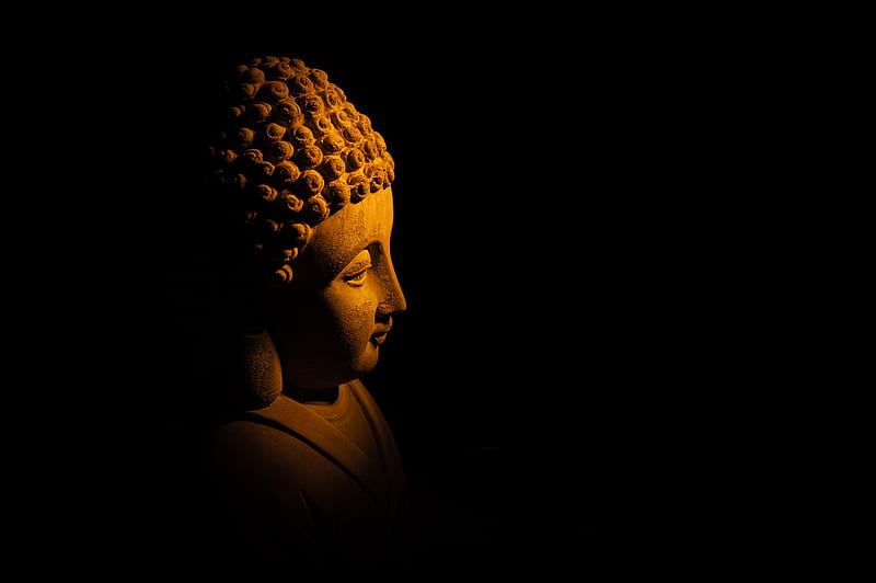 buddha, statue, dark, HD wallpaper