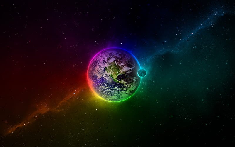 Rainbow Earth, kolorz, round, earth, big, HD wallpaper