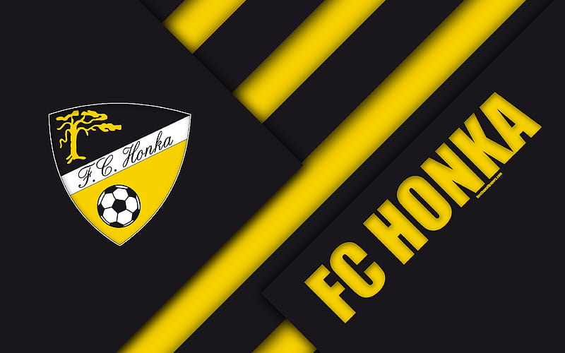 FC Honka logo, material design, yellow black abstraction, Finnish football club, Veikkausliiga, football, Espoo, Finland, HD wallpaper