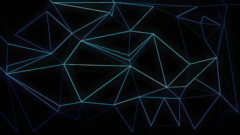 Blue Abstract Shape Neon Lines, HD wallpaper