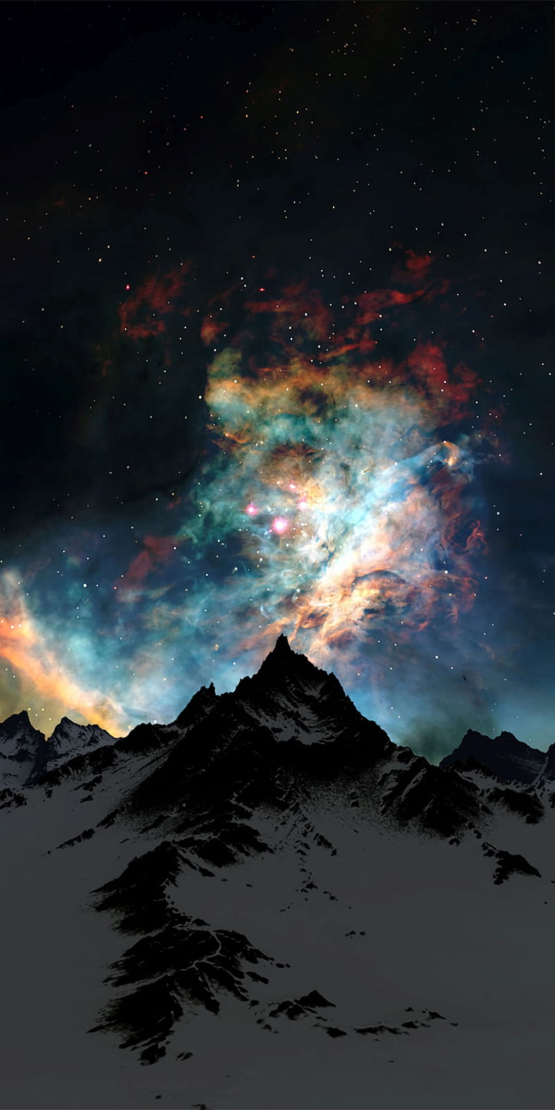 Mountain galaxy, nebula, night, star, stars, HD phone wallpaper