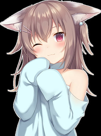 Cute aesthetic anime profile picture with a catgirl