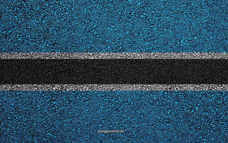 Flag of Botswana, asphalt texture, flag on asphalt, Botswana flag, Africa, Botswana, flags of African countries, HD wallpaper