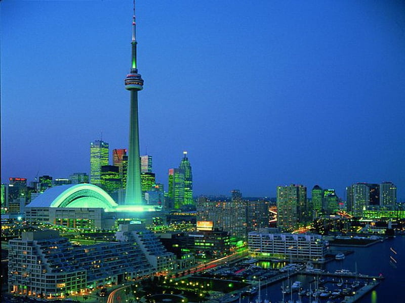 Night skyline, Toronto, city, Ontario, skyline, HD wallpaper