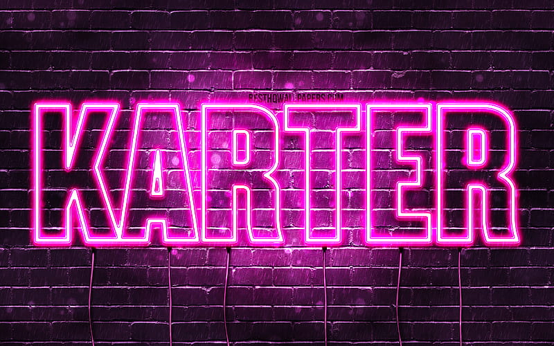 Karter with names, female names, Karter name, purple neon lights, Happy Birtay Karter, with Karter name, HD wallpaper