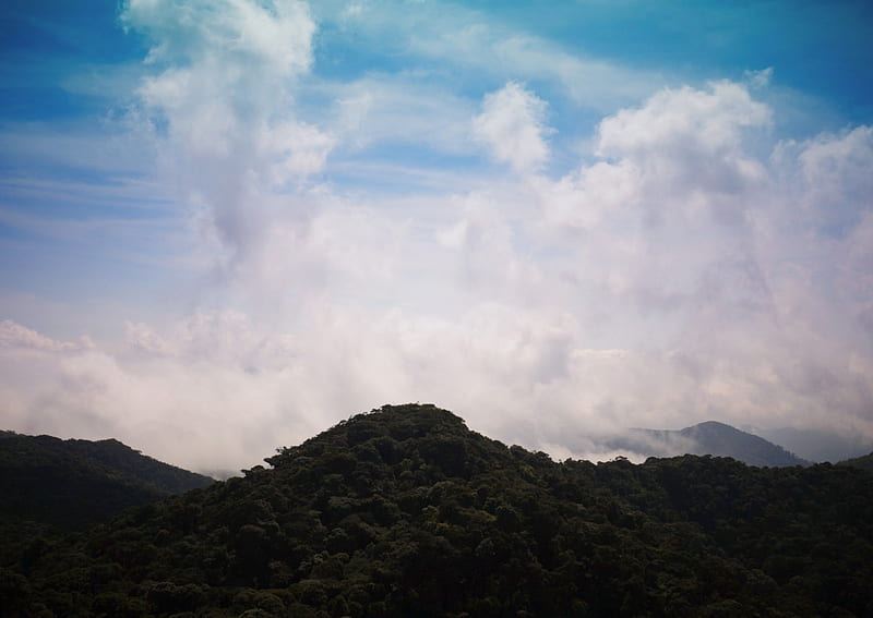 Fuming mountain, mountain, fume, sky, fuming, HD wallpaper
