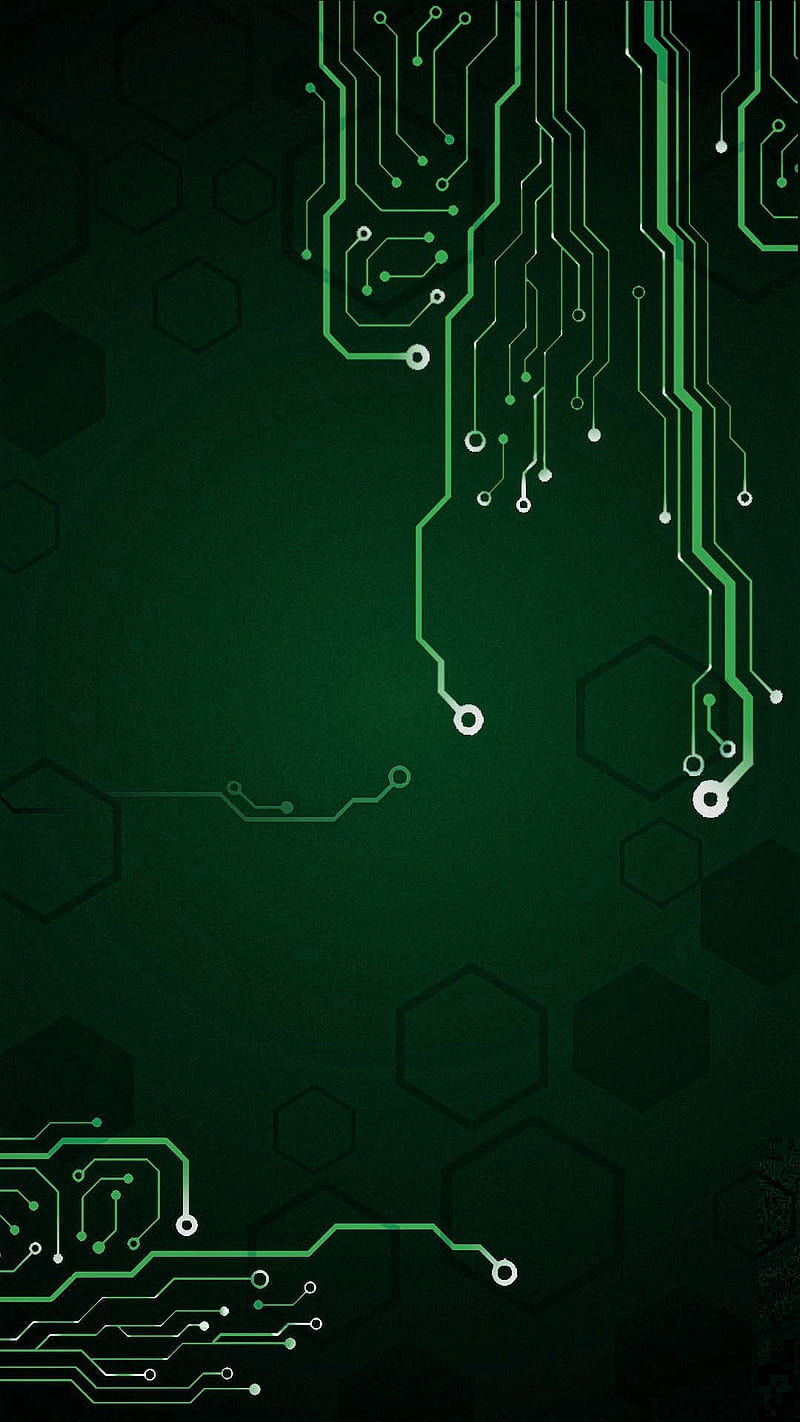 CIRCUIT GREEN, abstract, circuits, lines, motherboard, tech, technology, HD phone wallpaper