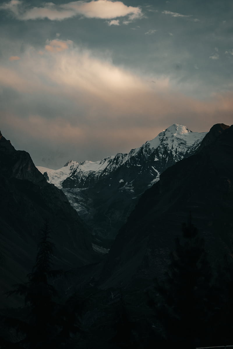 snow covered mountains under cloudy sky during daytime, HD phone wallpaper