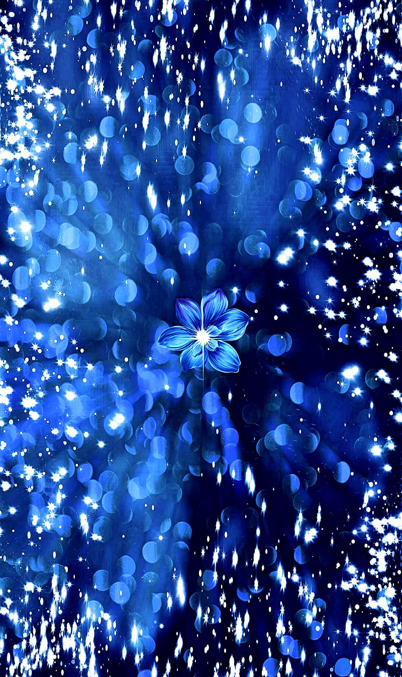 Sparkle, blue, flower, glitter, HD phone wallpaper